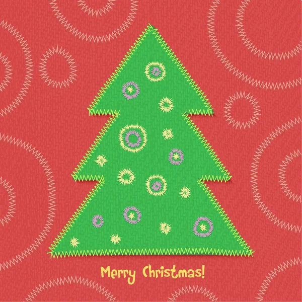 Árvore de Natal em estilo patchwork . —  Vetores de Stock