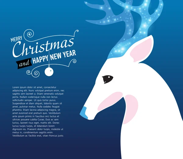 Счастливая рождественская открытка с белым оленем . — стоковый вектор