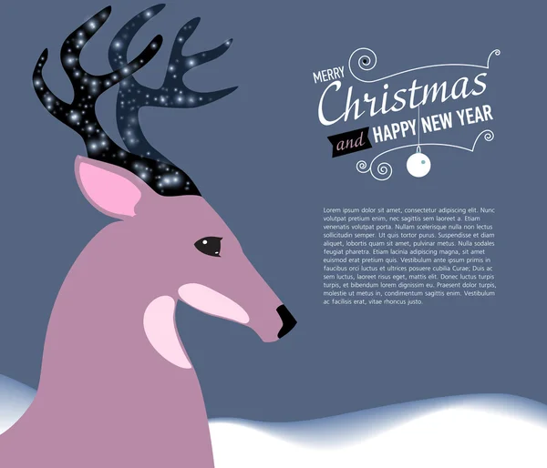 Счастливая рождественская открытка с оленем . — стоковый вектор