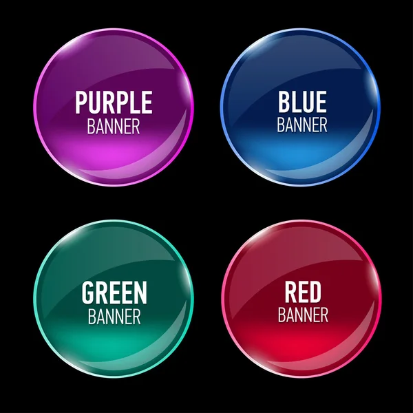 Set of glass round  banners — Stock Vector