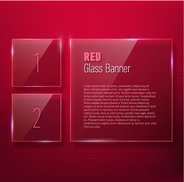 Set of glass banners. Red colors — Stock Vector