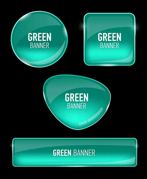 Conjunto de pancartas de vidrio. colores verdes — Vector de stock