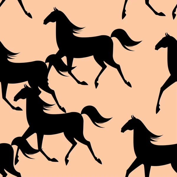 Bezešvé vzor s běžící koně. Krémová barva — Stockový vektor
