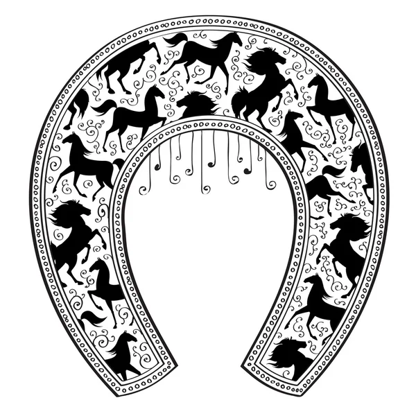 Horseshoe with horse pattern. — Stock Vector