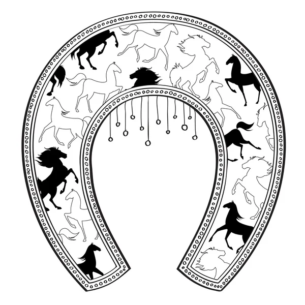 Horseshoe with horse pattern. — Stock Vector