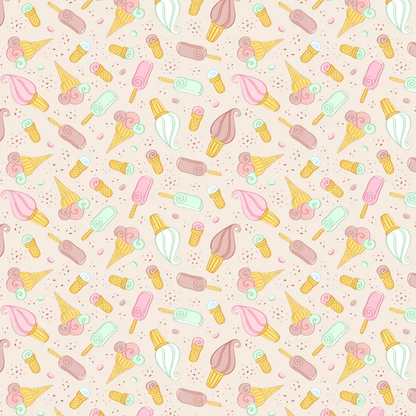 Motif sans couture avec crème glacée — Image vectorielle