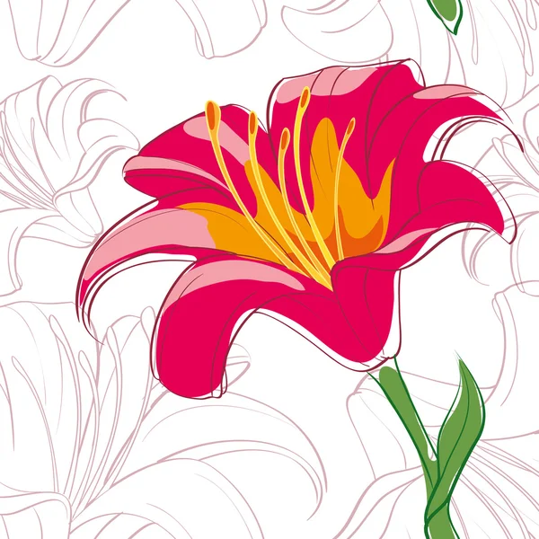 Mönster av detaljer från lila lillies — Stock vektor