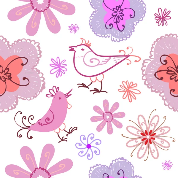 Spring seamless pattern with doodles. — Stock Vector