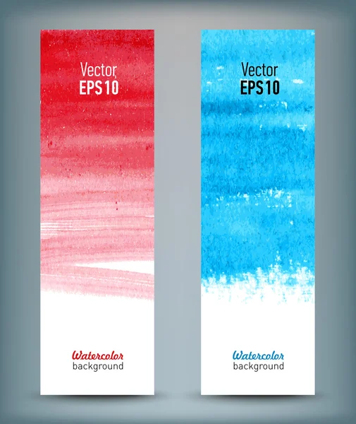 Conjunto de banners com manchas de aquarela desenhadas à mão — Vetor de Stock