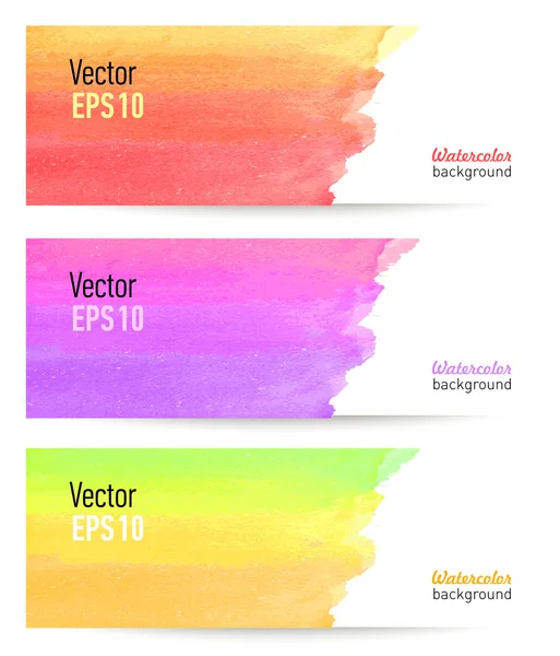 Conjunto de banners com manchas de aquarela desenhadas à mão — Vetor de Stock