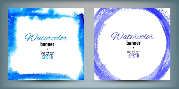 Conjunto de banners com manchas de aquarela desenhadas à mão — Vetor de Stock