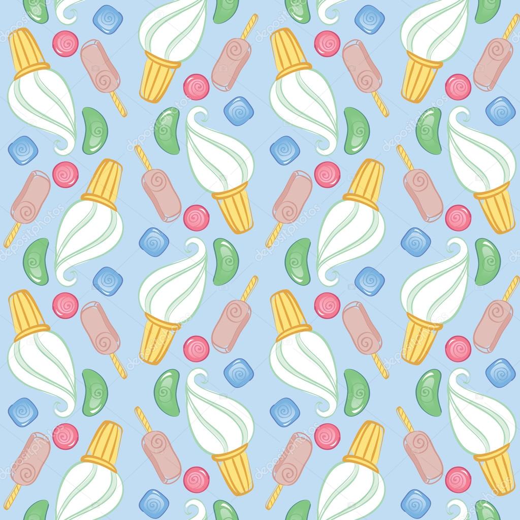 Seamless pattern with ice-cream