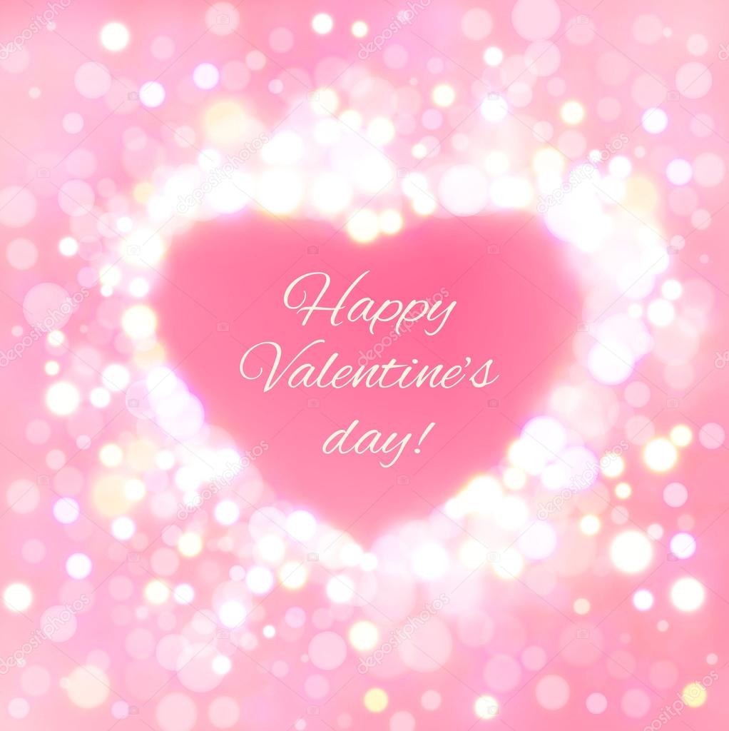 Happy Valentine Day Card with bokeh lights