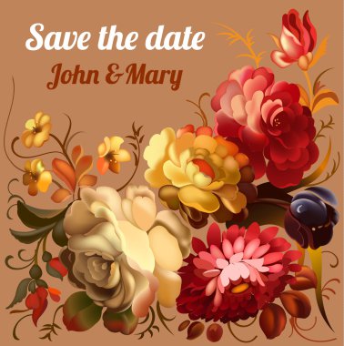 Vintage Bahçe çiçek kartıyla.