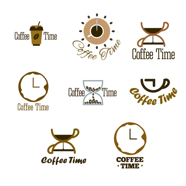 Conjunto de café tempo logotipo design . — Vetor de Stock