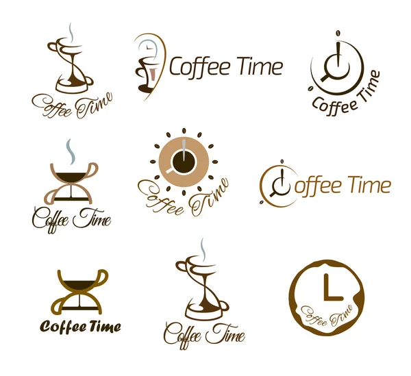 Ensemble de café temps logo design . — Image vectorielle