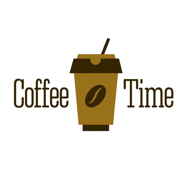 Caffè tempo logo design . — Vettoriale Stock