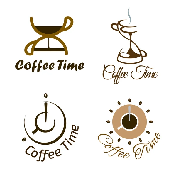 Set of coffee time logo design. — Stock Vector