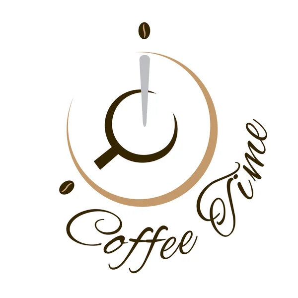 Caffè tempo logo design . — Vettoriale Stock