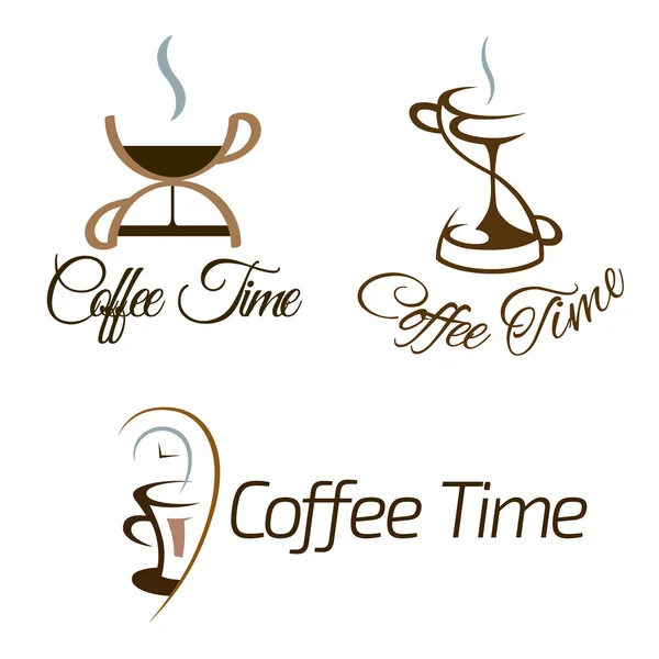 Set di caffè tempo logo design . — Vettoriale Stock