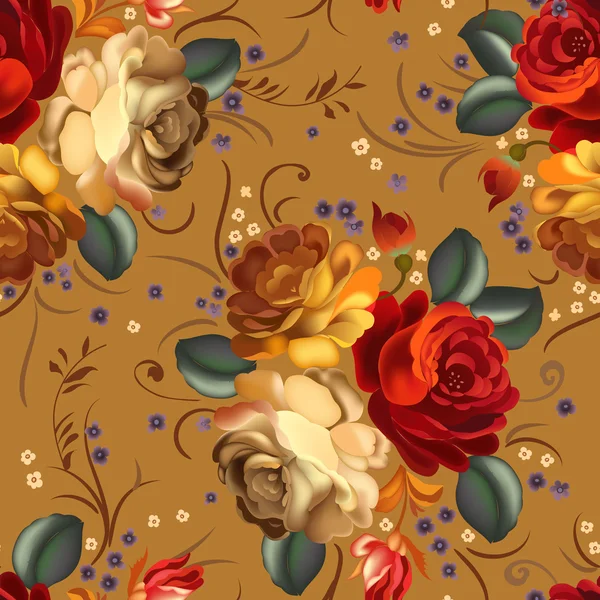 Motif floral sans couture avec des fleurs vintage . — Image vectorielle