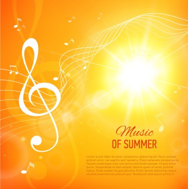 Sarı arka plan ile müzik notlar ve anahtar. İşaret fişeği. 