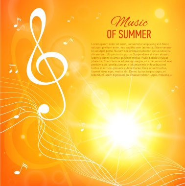 Sarı arka plan ile müzik notlar ve anahtar. İşaret fişeği. 