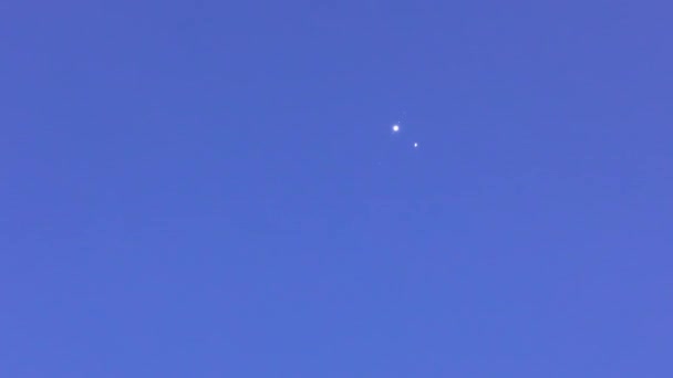 Great Conjunction Jupiter Saturn Christmas Star Blue Night Sky — Stock Video