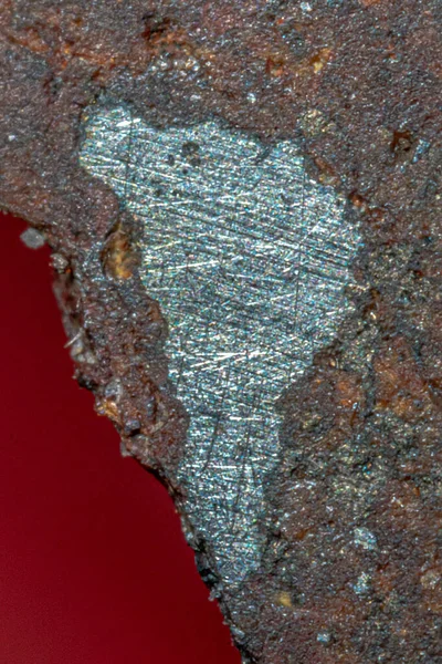 Dentro Fatia Chondrite Meteorite Tipo Isolado Pedaço Rocha Formada Espaço — Fotografia de Stock