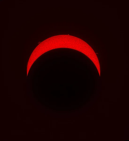 Une Vue Soleil Lors Une Eclipse Solaire Partielle Une Vue — Photo