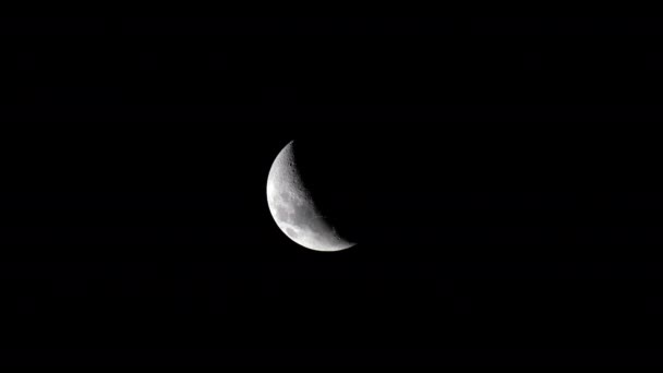 Luna Crescente Calante Sfondo Cielo Scuro — Video Stock