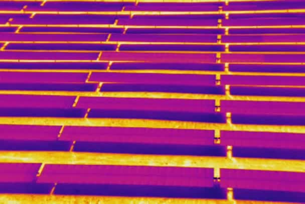 Aerial View Using Thermal Imaging Inspect Solar Panel Installation — Stock video