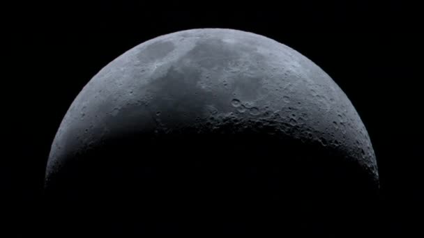 Waning Crescent Moon Dark Sky Background — Stock Video