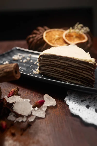 Gâteau Matin Avec Thé Chaud — Photo
