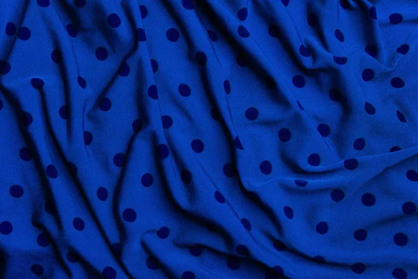Polka Dot Sfondo Tessuto Blu — Foto Stock