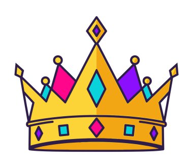 Altın Taç Fantezi Resimleri İçin Renkli Mücevherlerle süslenmiş