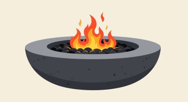 Arka Bahçe Ambiyansı İçin Parlayan Yuvarlak Beton Ateş Çukuru