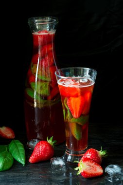 Taze Fesleğenli çilekli limonata 