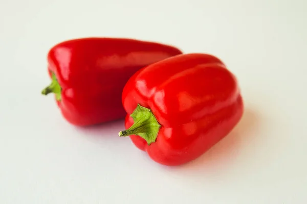 Two Red Sweet Peppers White Background — Stock Photo, Image