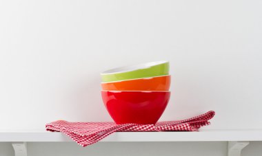 Three colorful bowls clipart