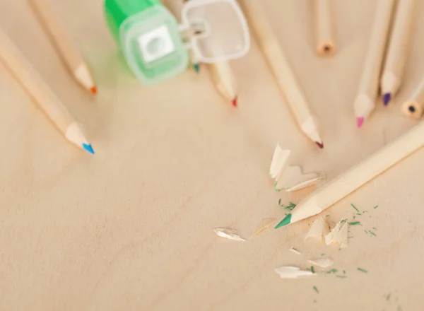 Pencils with color shaving — Stock Photo, Image