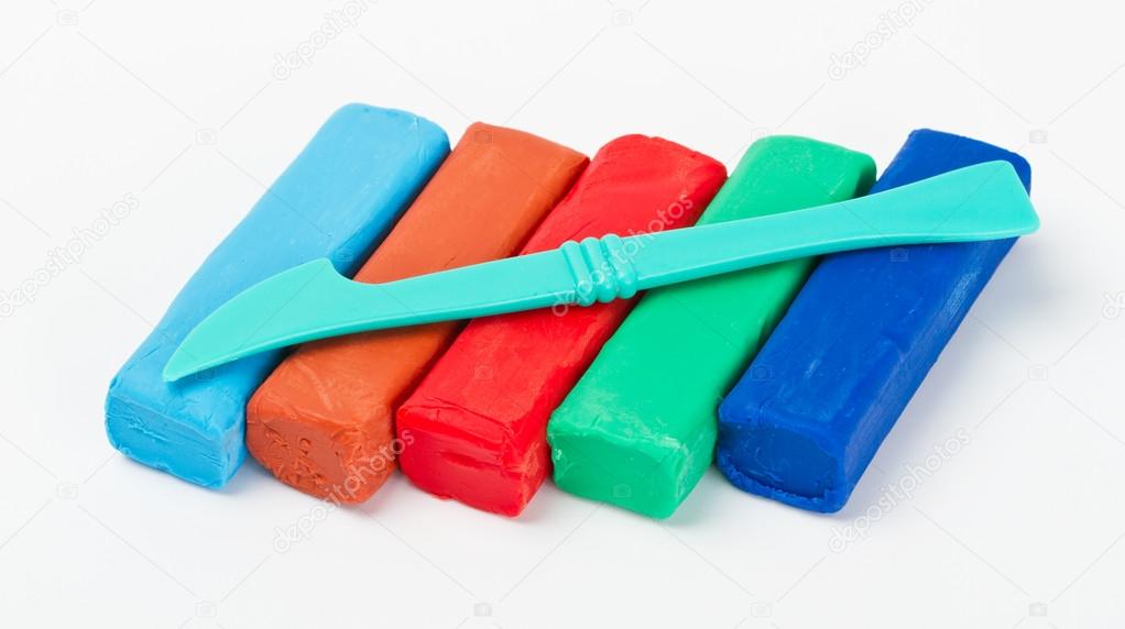 Colorful plasticine and tools