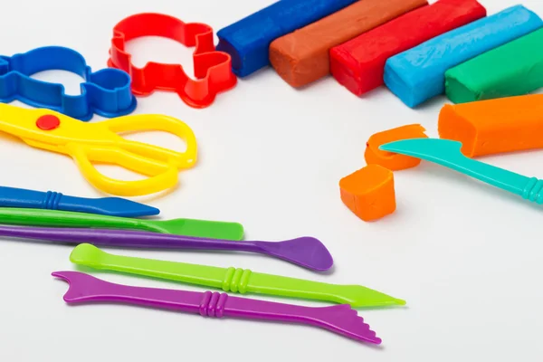 Plástico colorido e ferramentas — Fotografia de Stock