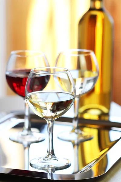 Glasses of white and red  wine — Stock Photo, Image