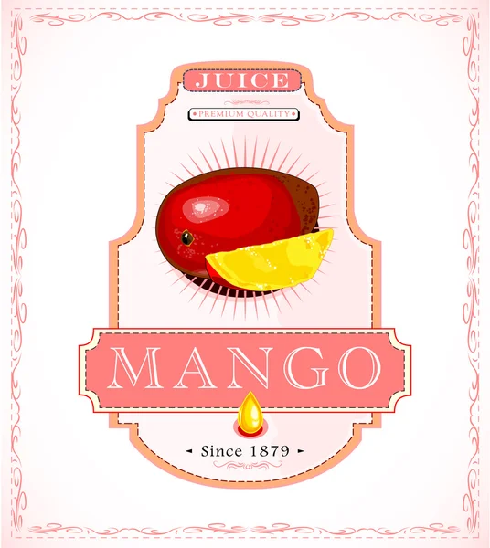 Rijpe mango productlabel — Stockvector