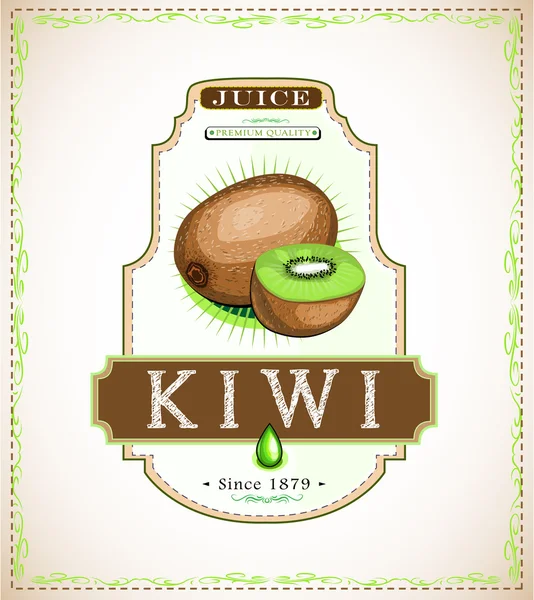 Etiqueta del producto kiwi maduro — Archivo Imágenes Vectoriales