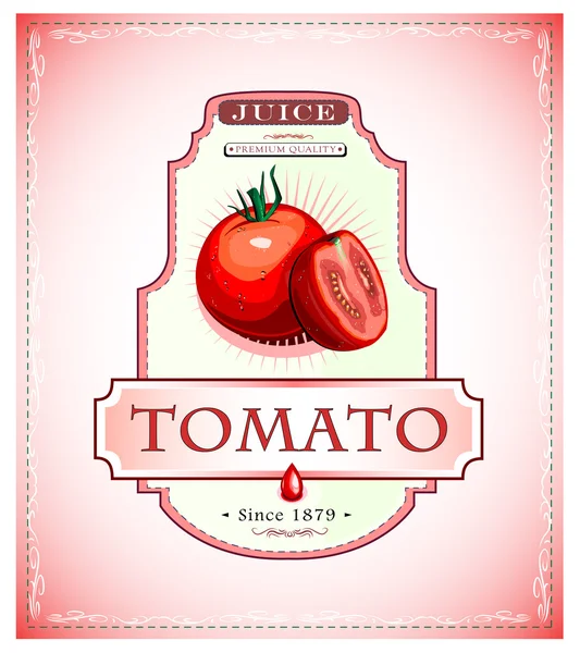 Etiqueta del producto de tomate maduro — Vector de stock
