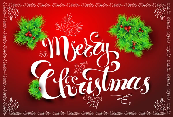 Buon Natale cartolina, carattere calligrafia, illustrazione vettoriale, EPS 10 — Vettoriale Stock