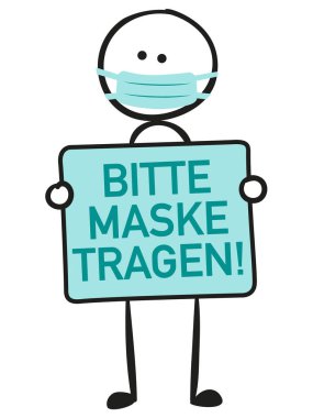 AHA 'nın Almanca çevirisi, Maske Tragen ve Alman kısaltması Abstand, Hijyen, Alltagsmaske izole edildi.