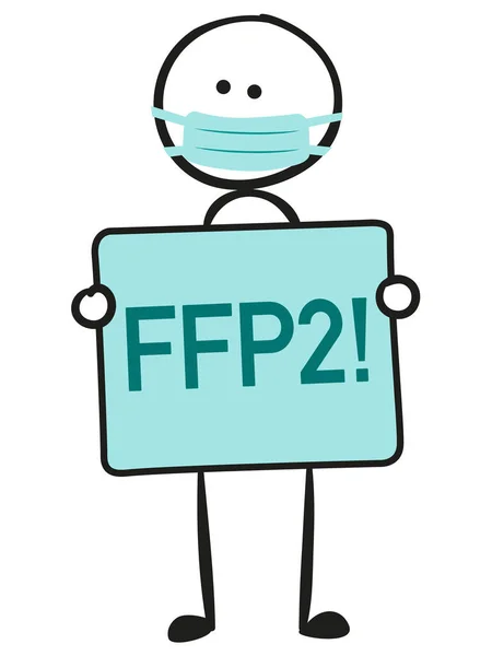 Figura Palo Con Traducción Alemán Wear Ffp2 Mask Maske Tragen —  Fotos de Stock
